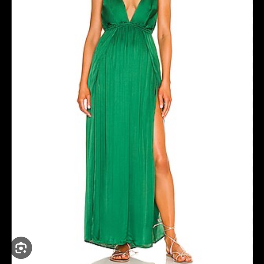 REVOLVE Green River Triangle Plunge Wrap Maxi Dress by INDAH